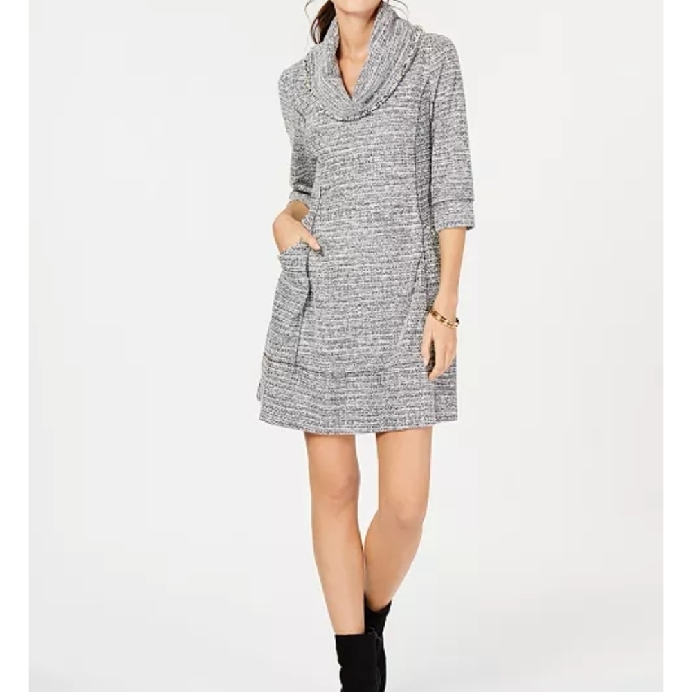Signature By Robbie Bee Women's Black Cowl-Neck Sweater Dress Size S